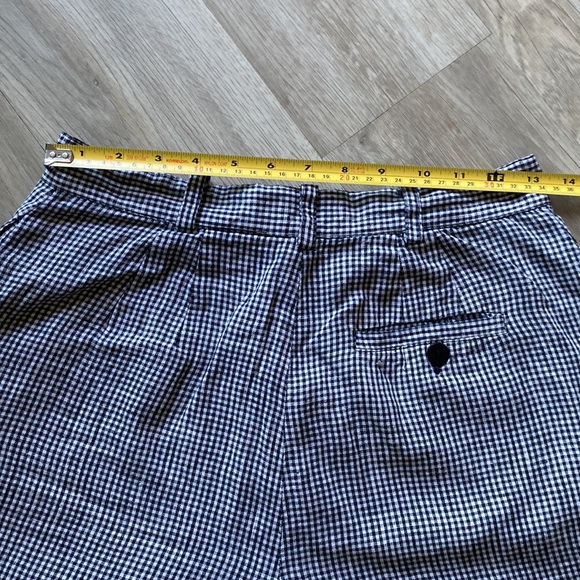 Vintage 100% Linen Black & White Checkered Print Skater Y2K 90s 80s Shorts - Picture 9 of 9